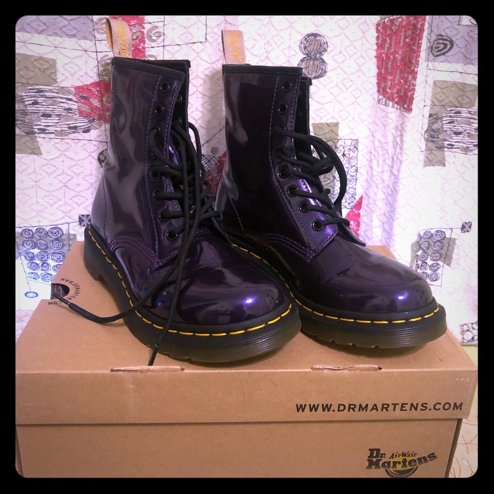 Purple chrome vegan Doc Martens